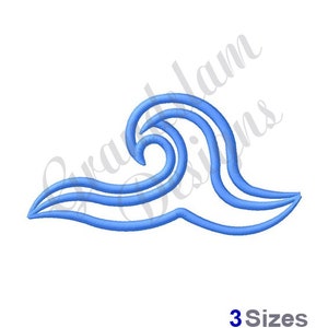 Pode incluir: Um design de onda azul com três linhas, perfeito para projetos de bordado. O design está disponível em três tamanhos.