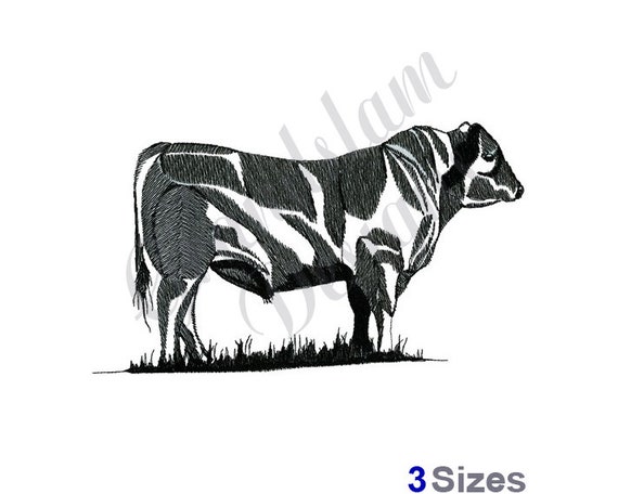 steer outline cow machine embroidery design cow outline