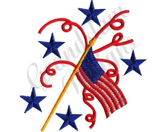 July 4Th Flag - Machine Embroidery Design