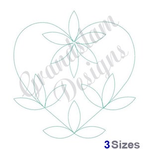 Leaf Heart Outline Quilt Block - Machine Embroidery Design, Embroidery Designs, Embroidery Patterns, Embroidery Files, Instant Download