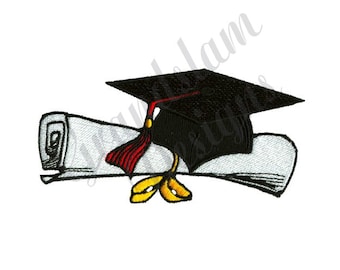 Graduation Cap And Diploma -  Machine Embroidery Design, Embroidery Designs, Machine Embroidery, Embroidery Patterns , Instant Download