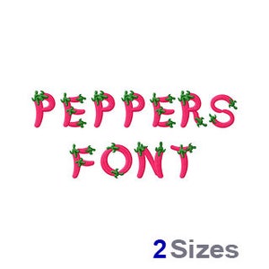 Red Hot Peppers Embroidery Font Set - Sweetheart Machine Embroidery Alphabet Font