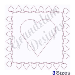 Hearts Block Continuous Stitch Quilt Block - Machine Embroidery Design, Embroidery, Embroidery Patterns, Embroidery Files, Instant Download