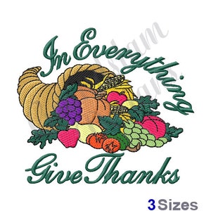 Cornucopia Give Thanks - Machine Embroidery Design