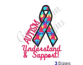 Autism Support - Machine Embroidery Design, Embroidery Designs, Machine Embroidery, Embroidery Patterns, Embroidery Files, Instant Download