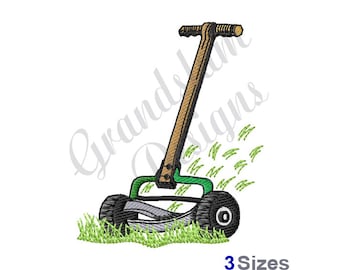 Antique Push Reel Lawn Mower Machine Embroidery Design