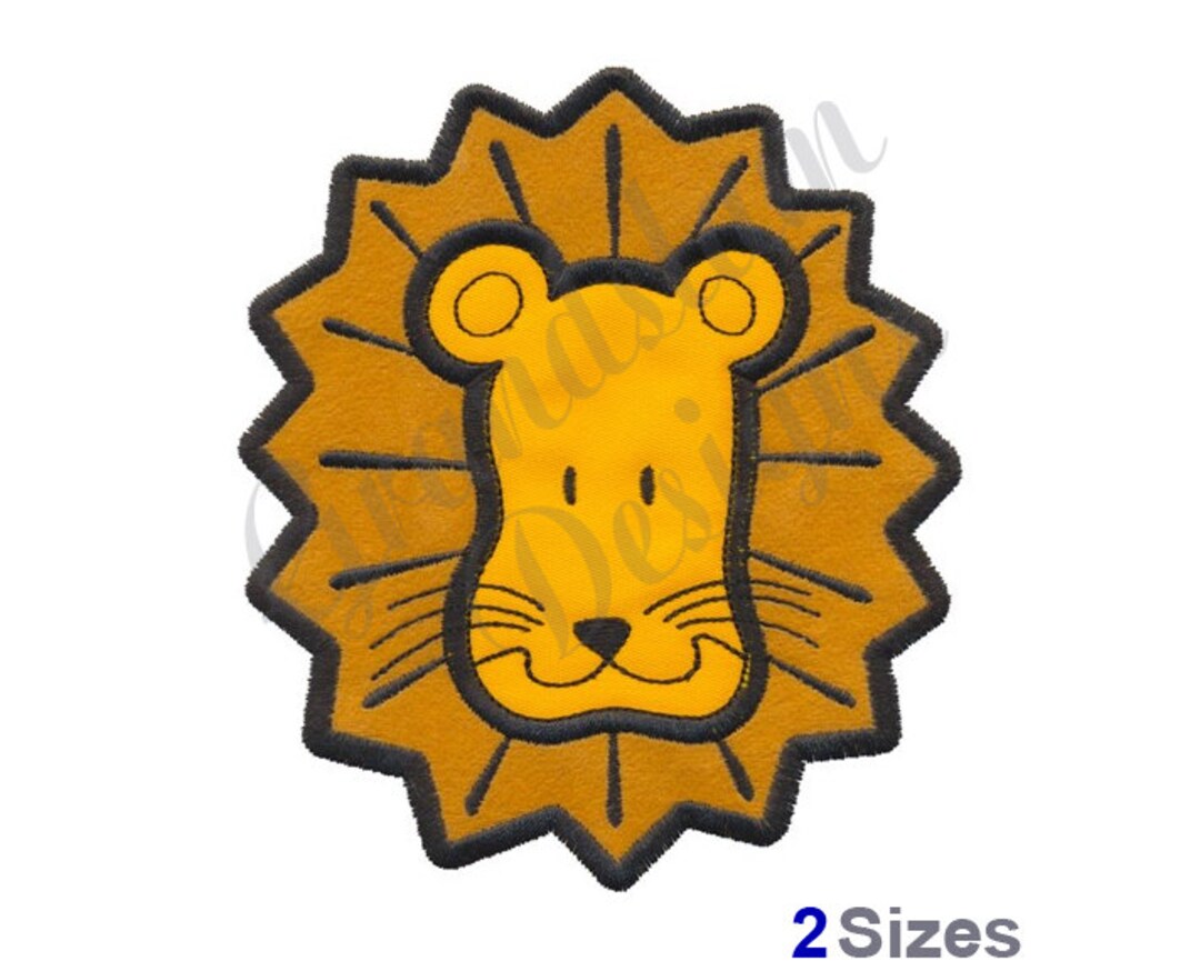 Applique Lion Face Machine Embroidery Design Etsy