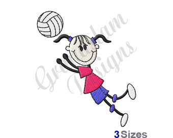 Stick Girl Volleyball - Machine Embroidery Design