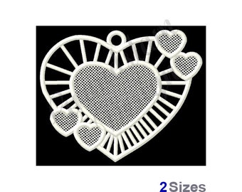 Fsl Hearts Ornament - Machine Embroidery Design