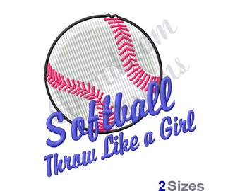 Softball Throw Like A Girl - Machine Embroidery Design