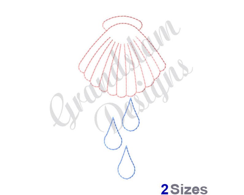Baptism Shell Holy Water Redwork - Machine Embroidery Design ...