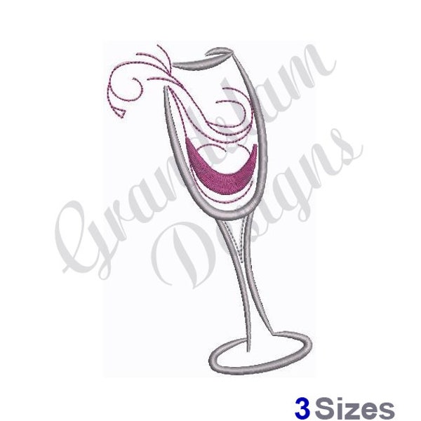 Red Wine Glass - Machine Embroidery Design