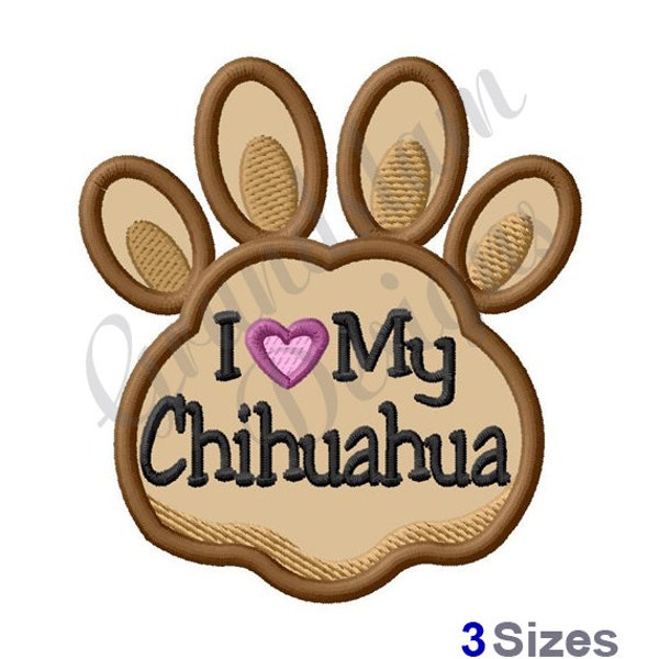 Love My Chihuahua Machine Embroidery Design, Embroidery Designs, Machine Embroidery, Embroidery Patterns, Embroidery Files, Instant Download