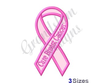 Puede incluir: Cinta rosa con el texto "Cure Breast Cancer" bordado.