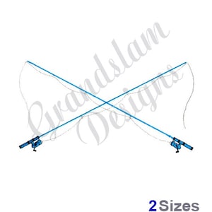 Crossed Fishing Rods - Machine Embroidery Design