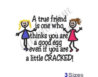 A True Friend - Machine Embroidery Design, Embroidery Designs, Machine Embroidery, Embroidery Patterns, Embroidery Files, Instant Download