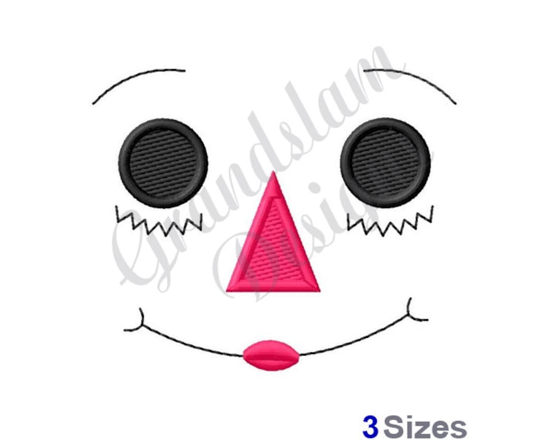 Raggedy Ann Doll Face Machine Embroidery Design, Embroidery Designs