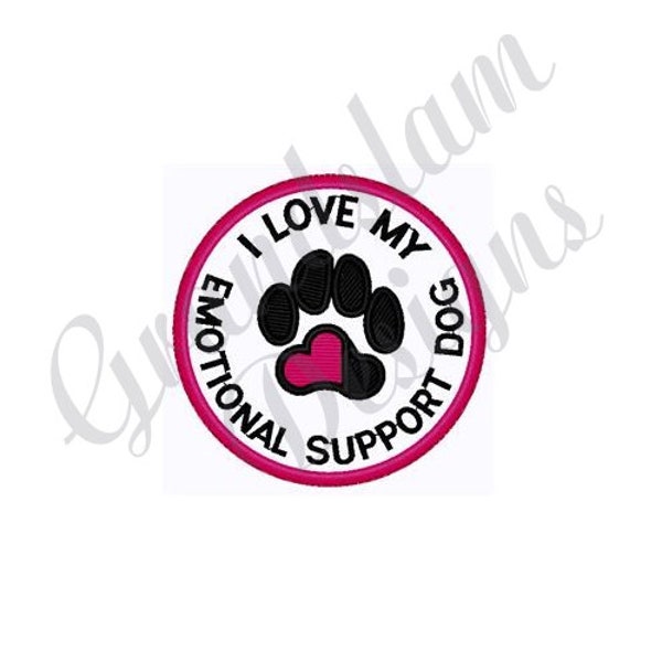 Emotional Support Dog Patch - Machine Embroidery Design