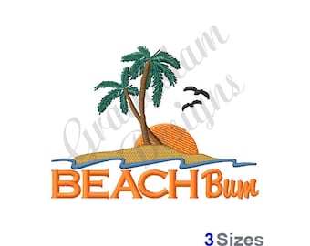 Beach Bum - Machine Embroidery Design 3 sizes