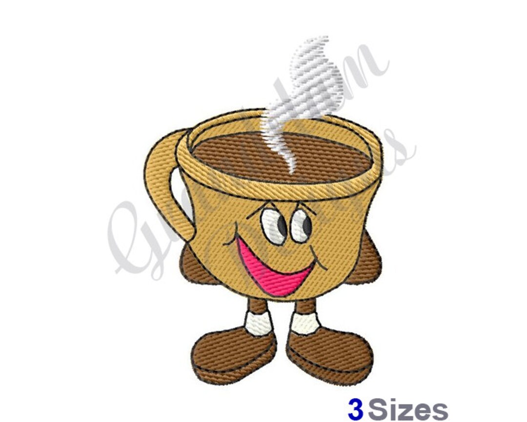 Happy Coffee Cup Machine Embroidery Design Etsy