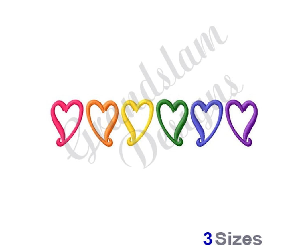 Rainbow Hearts - Machine Embroidery Design - Etsy