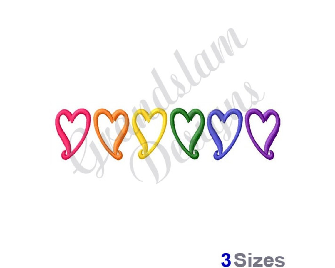 Rainbow Hearts - Machine Embroidery Design - Etsy