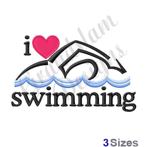 I Love Swimming/Swimmer - Machine Embroidery Design