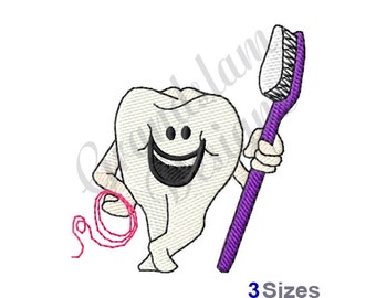 Tooth With Brush -Machine Embroidery Design, Embroidery Designs, Machine Embroidery, Embroidery Patterns, Embroidery Files, Instant Download