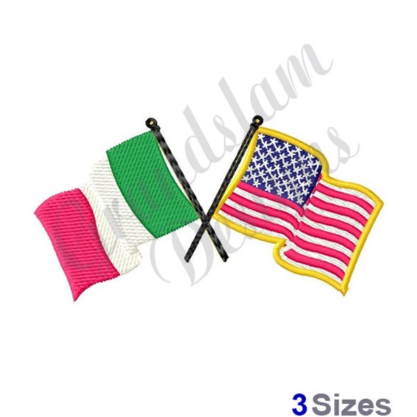 Italien & USA Flaggen Maschinenstickerei, Stickmuster, Maschinenstickerei, Stickmuster, Stickdateien, sofort Download