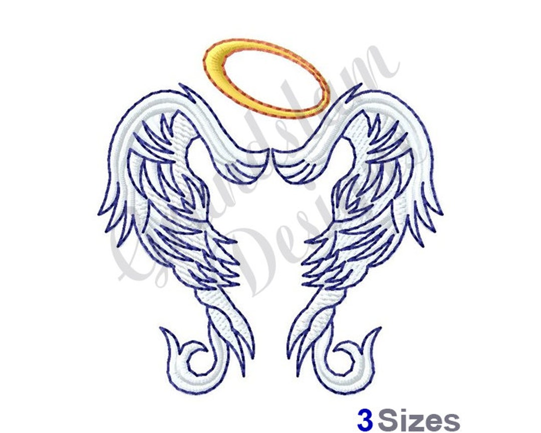 Angel Wings Halo Machine Embroidery Design - Etsy