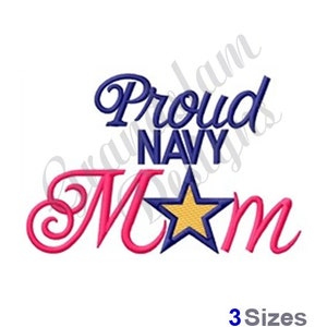 Proud Navy Mom - Machine Embroidery Design