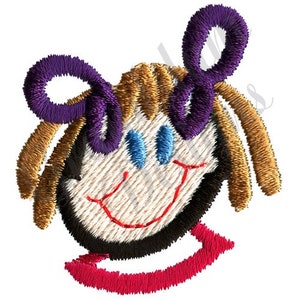 Stick Girl Face - Machine Embroidery Design