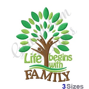 Family Tree - Life Begins With Family Machine Embroidery Design, Embroidery Designs, Embroidery Patterns, Embroidery Files, Instant Download