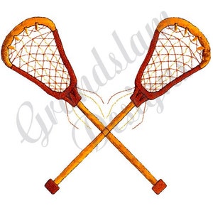 Crossed Lacrosse Sticks - Machine Embroidery Design