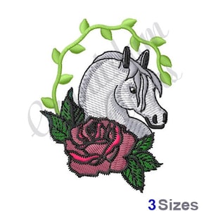 Rose Horse Head Machine Embroidery Design - Etsy