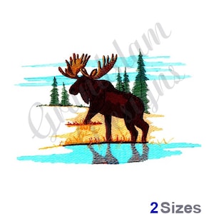 Moose Scene - Machine Embroidery Design