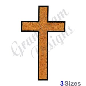May include: A simple, wooden cross with a black outline. The cross is a religious symbol and is often used in Christian art and decoration.