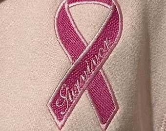 Breast Cancer Survivor Ribbon Embroidery Design (Instant Download)
