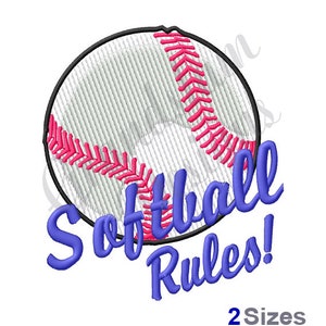 Softball Rules! - Machine Embroidery Design