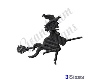 Witch Silhouette Machine Embroidery Design (Instant Download)