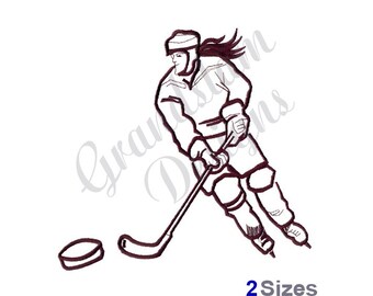 Girl Hockey Player Machine Embroidery Design, Embroidery Designs, Machine Embroidery, Embroidery Patterns, Embroidery File, Instant Download