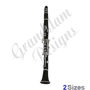 Può includere: Design di ricamo di clarinetto nero e argento. Il design è disponibile in due dimensioni.