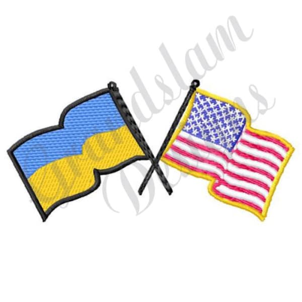 Crossed American And Ukrainian Flags Machine Embroidery Design, Embroidery Designs, Embroidery Patterns, Embroidery Files, Instant Download
