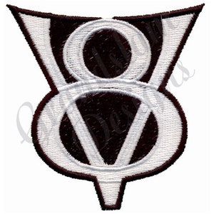 May include: White embroidered V8 logo patch on a dark brown background.