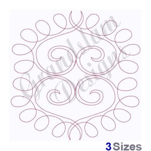 Curly Hearts Continuous Stitch Quilt Block - Machine Embroidery Design, Embroidery Designs, Embroidery Patterns, Files, Instant Download