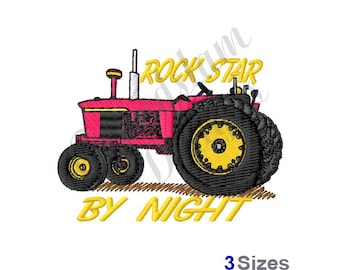 Maskinbroderidesign med Rock Star-traktor (nedladdning direkt)