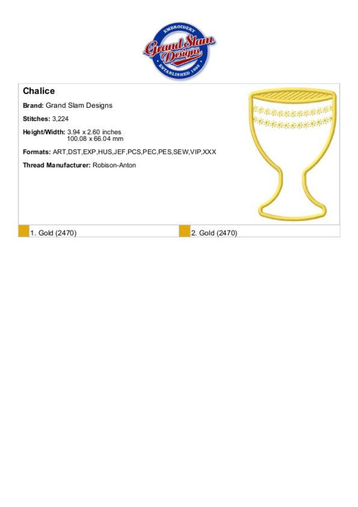 Chalice Outline - Machine Embroidery Design, Embroidery Designs ...
