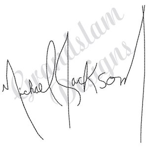 Michael Jackson Signature Machine Embroidery Design image 1