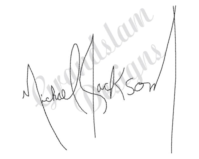 Michael Jackson Signature Machine Embroidery Design image 1