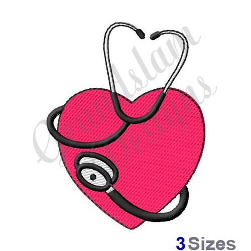 Cute Heart Paw Stethoscope Design for Embroidery Machine Etsy